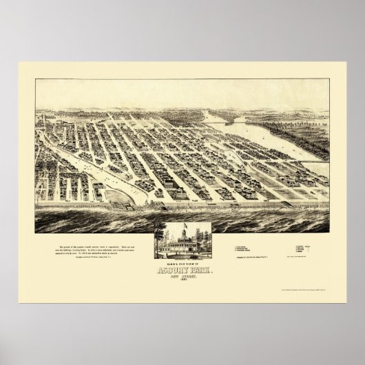 Asbury Park, NJ Panoramic Map - 1897 Poster (Voorkant)