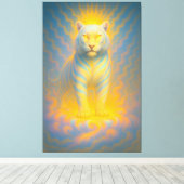 Ascended Sunlit White Tiger | ManJiangHong Fine Ar Canvas Afdruk (Insitu (Houten vloer))