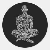 Ascetisch (zwart met wit) ronde sticker (Voorkant)