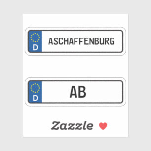 Aschaffenburg kennzeichen, Duitse kentekenplaat Sticker
