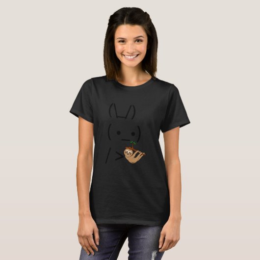 Ascii Bunny Rabbit Holding A Sloth T-shirt (Voorkant volledig)