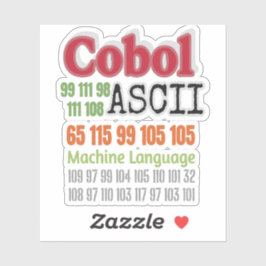 Ascii Cobol Programming Machine Language Sticker