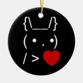 ASCII Text Art Bunny Rabbit geeft hart Keramisch Ornament (Voorkant)