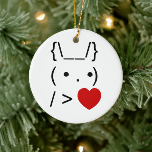 ASCII Text Art Bunny Rabbit geeft hart Keramisch Ornament