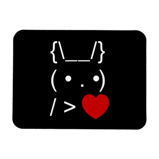 ASCII Text Art Bunny Rabbit geeft hart Magneet (Horizontaal)