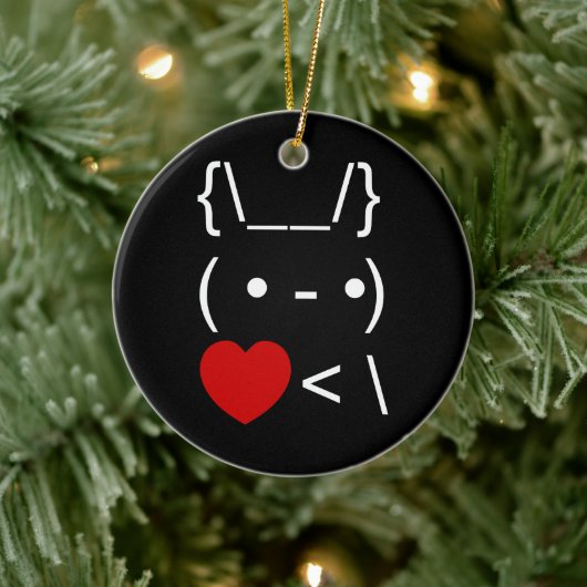 ASCII Text Art Bunny Rabbit Terug Keramisch Ornament (Boom)