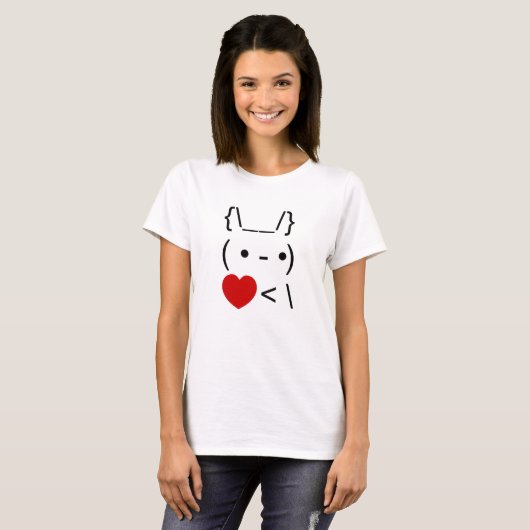 ASCII Text Art Bunny Rabbit Terug T-shirt (Voorkant volledig)