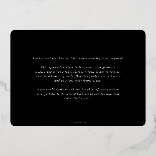 Asclepius noir Faire-part Médicale de graduation (Verso)