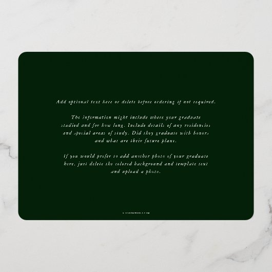 Asclepius vert Faire-part Médicale de graduation (Verso)