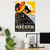 Ascona, Lago Maggiore, Zwitserland, Reisposter Poster (Thuiskantoor)