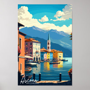 Ascona Zwitserland vintage reisillustratie Poster