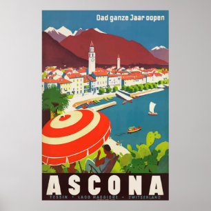Ascona Zwitserland Vintage Travel Poster