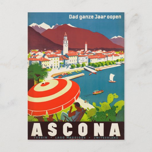Ascona Zwitserland - Zwitsers reisposter Briefkaart (Voorkant)