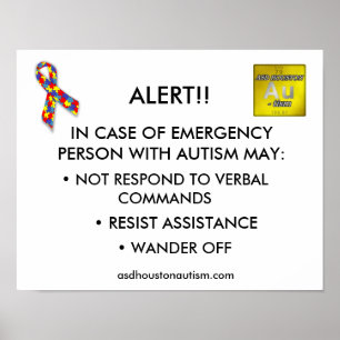 ASD Houston Autism "ALERT"-Poster Poster