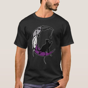 Aseksual Moon Space Cat Lgbt Black Cat Asexual Pri T-shirt
