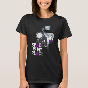 Aseksuele Astronaut Kat Retro Ruimte Is Mijn Plaat T-shirt