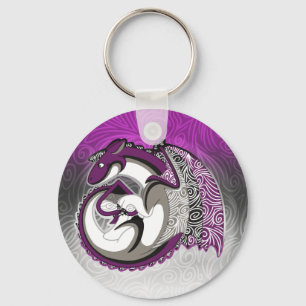 Aseksuele Pride Dragon Button Sleutelhanger