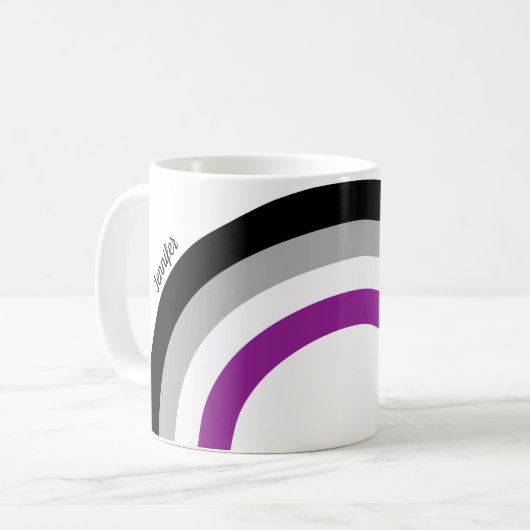 Aseksuele pride Flag Rainbow Monogram Coffee Mok (Voorkant links)