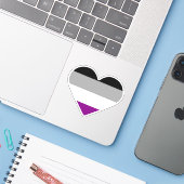 Aseksuele Pride Hart Sticker (Laptop met iPhone)