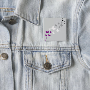 Aseksuele Pride Vlinder Trail Vierkante Button 5,1 Cm