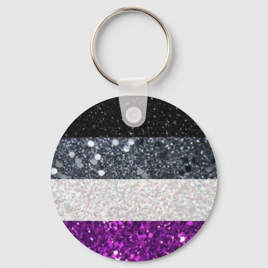Aseksuele sleutelhanger met Pride glitter (Voorkant)