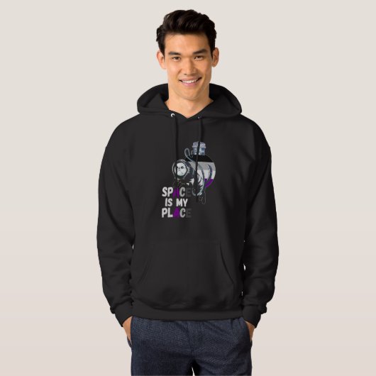 Asexual Astronaut Cat Retro Space Is My Place Ace Hoodie (Voorkant volledig)