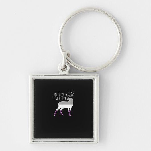 Asexual Flag Oh Deer Queer Pride Funny LGBT Design Sleutelhanger (Voorkant)