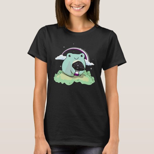Asexual Pride Ace Flag Cute Frog Mushroom Subtle L T-shirt (Voorkant)
