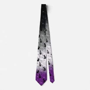 Asexual Pride Black Cat - Mystical Witchy Stropdas