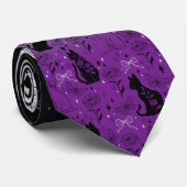 Asexual Pride Black Cat - Mystical Witchy Stropdas (Opgerold)