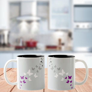 Asexual Pride Butterfly Trail Tweekleurige Koffiemok