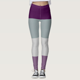 Asexual Pride Flag Paarse Grijs Gestreept LGBT Leggings