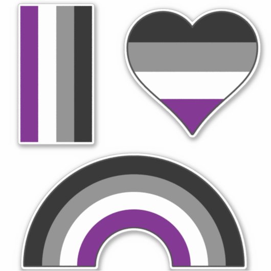 Asexual Pride Rainbow +{ Ace | Demi | Grijs}+ Sticker (Voorkant)