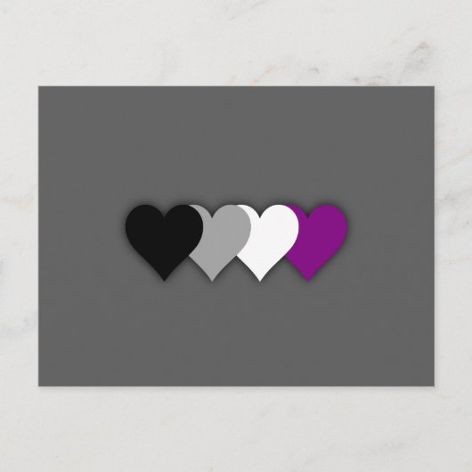 Asexualiteit prideharten briefkaart (Voorkant)