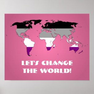 Asexuality pride wereldkaart poster