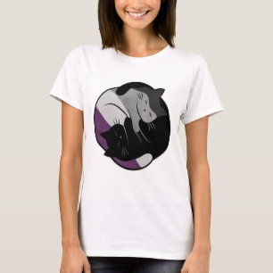 Asexuele Eeuwige Yin Yang Kat T-shirt