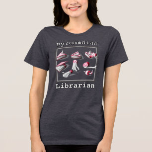 Asfalt Voorkant Gedrukt Pyromaniac Librarian Appar Tri-Blend Shirt