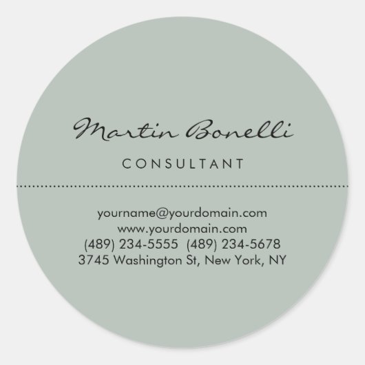 Asgrijs minimalistisch modern eenvoudig ronde sticker (Voorkant)