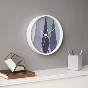 Asgrijze Chevron Stippen Kunstprint
