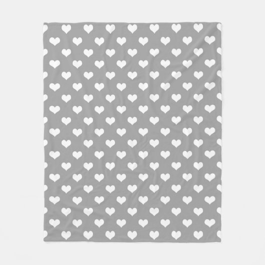 Asgrijze liefdeshartpatroonontwerp fleece deken (Voorkant)