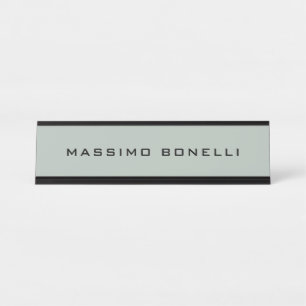 Asgrijze minimalistische effen leesbare moderne bureau naambordje