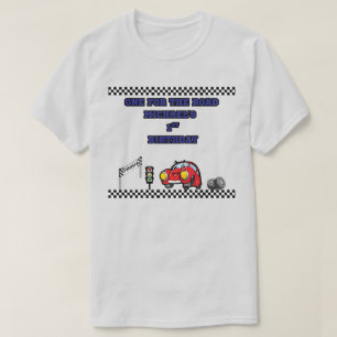ASGRIJZE OUDER EEN VOOR DE WEG RACECAR FEESTJE T-SHIRT