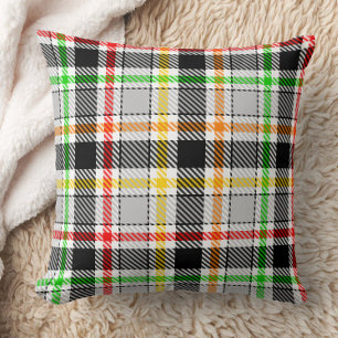 Asgrijze zwarte multikleur flanel plaid tartan kussen