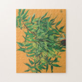 Ash-boom, groene bladeren, geel schilderen legpuzzel (Verticaal)