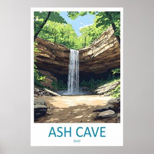 Ash Cave Vintage Reisposter Ski Nationaal Park Poster