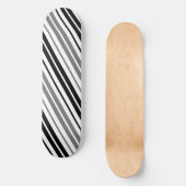 Ash Gray Black White Stripes Pattern   Skateboard (Voorkant)