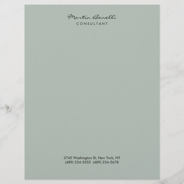 Ash Gray Modern Minimalist Plain Briefhoofd (Voorkant)