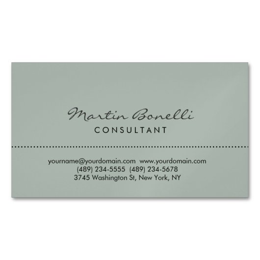 Ash Gray Modern Minimalist Plain Magnetisch Visitekaartje (Voorkant)