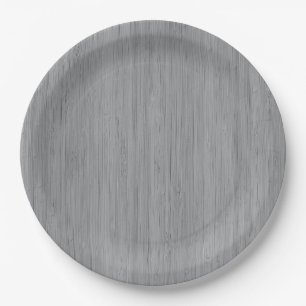 Ash Grey Bamboo Wood Grain Kijk uit Papieren Bordje