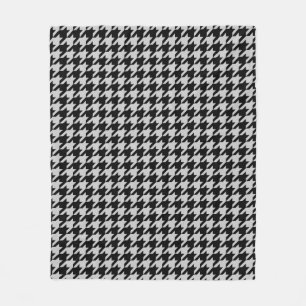Ash Grey Black Houndstooth Check Fleece Deken